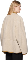 LE17SEPTEMBRE Tan Spread Collar Faux-Shearling Jacket