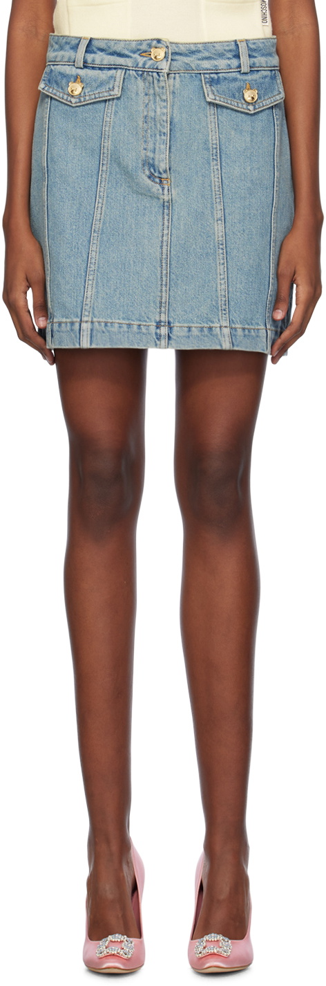 Moschino Blue Faded Denim Miniskirt