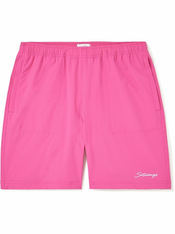 Photo: Saturdays NYC - Tyler Straight-Leg Stretch-Ripstop Drawstring Shorts - Pink