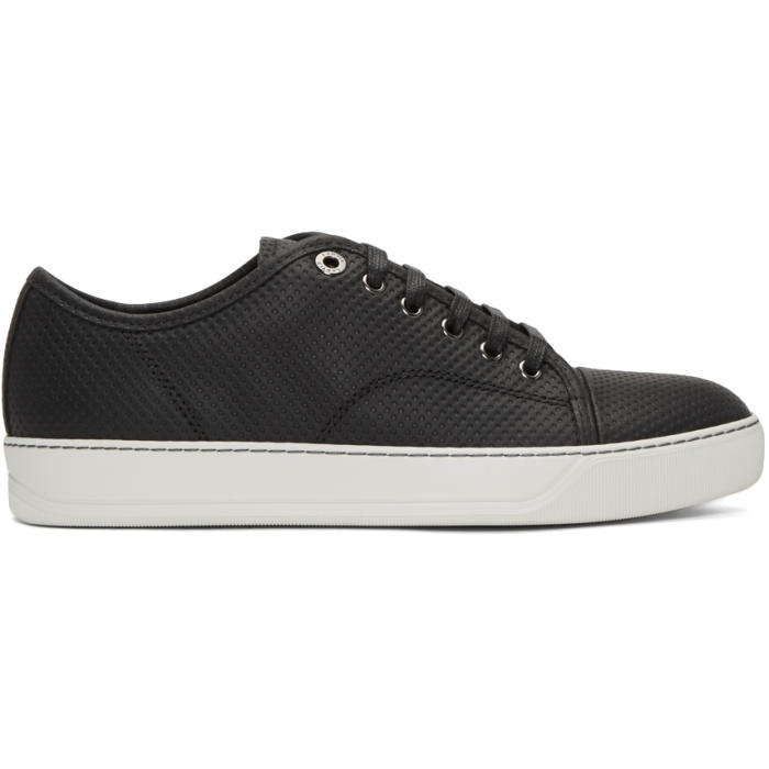 Photo: Lanvin Black Perforated Low-Top Sneakers