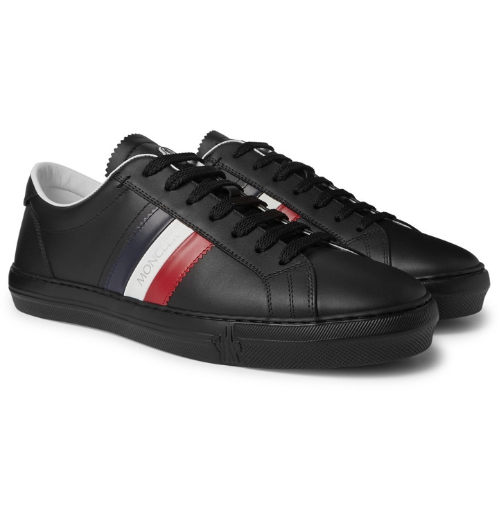 Photo: Moncler - New Monaco Striped Leather Sneakers - Black