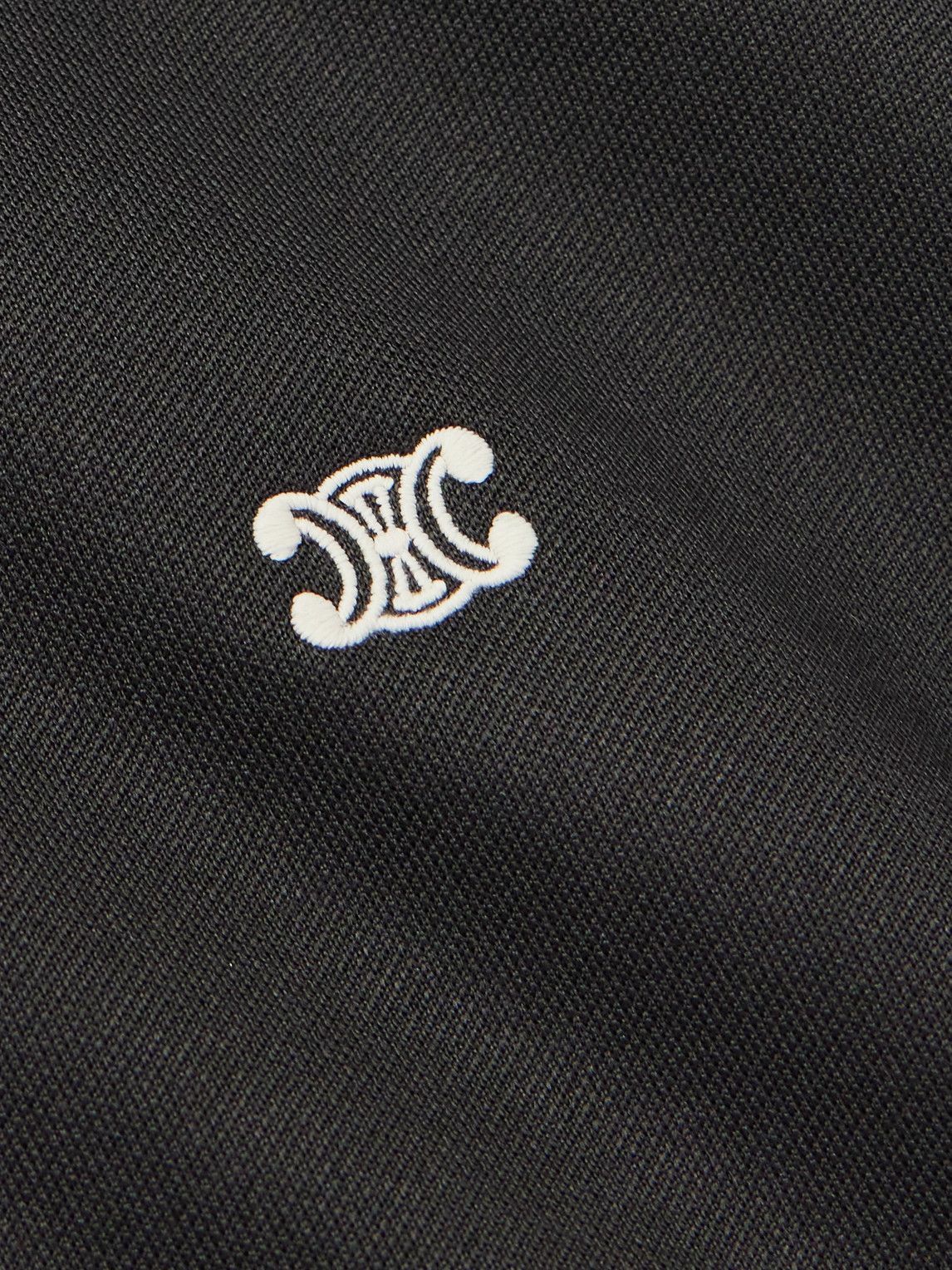 CELINE - Triomphe Teddy Slim-Fit Logo-Embroidered Tech-Jersey Track Jacket - Gray