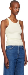 ÉTERNE Off-White High Neck Fitted Tank Top