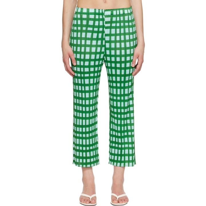 Photo: PLEATS PLEASE ISSEY MIYAKE Green Basket Trousers