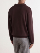 BODE - Knitted Cotton-Crepe Polo Shirt - Brown