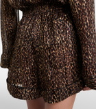 Saint Laurent Leopard-print silk shorts