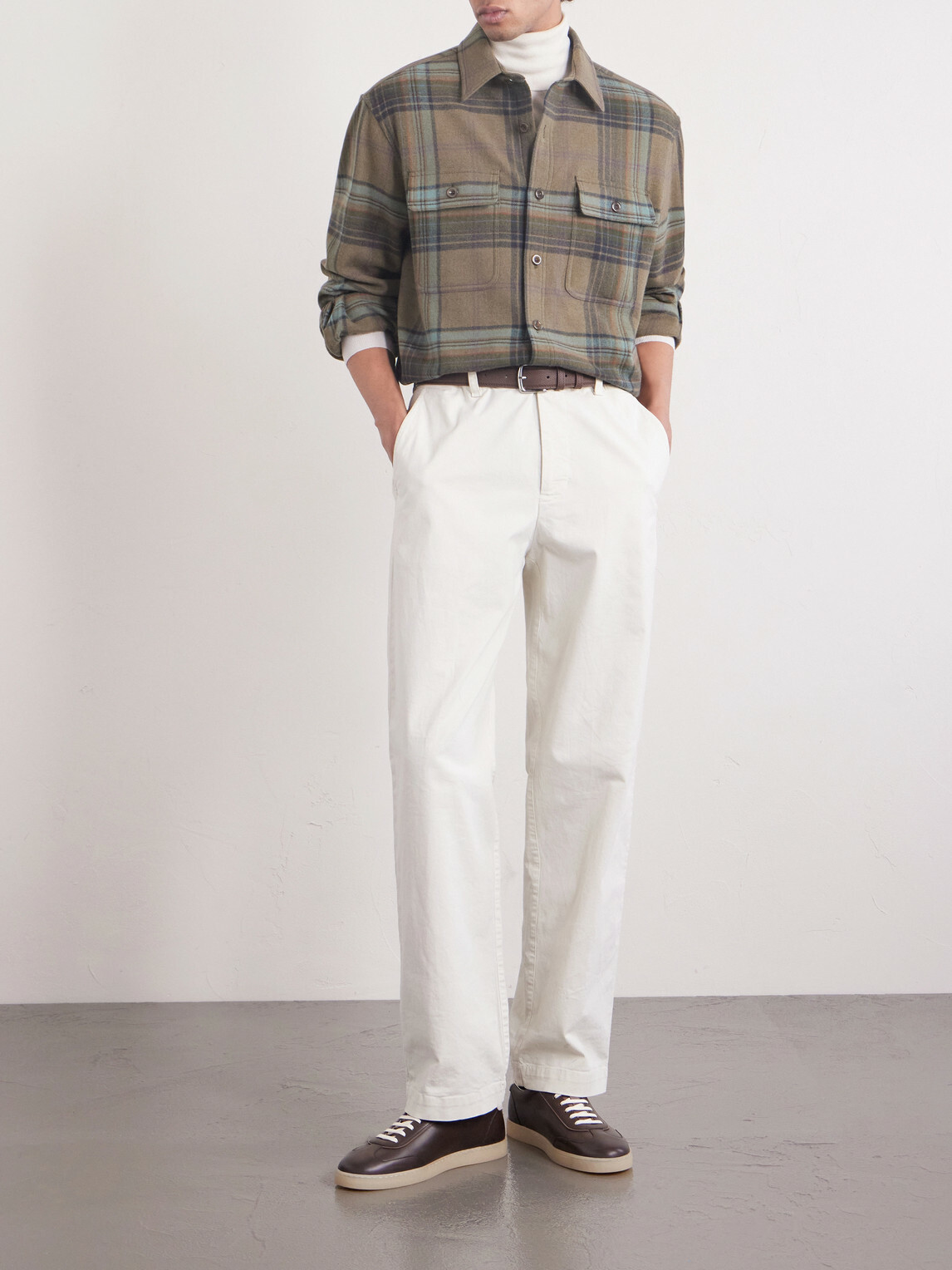 Ralph Lauren Purple label - Checked Wool and Cashmere-Blend Flannel Overshirt - Brown