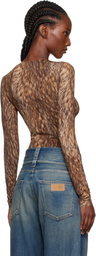 MM6 Maison Margiela Brown Printed Jersey Bodysuit