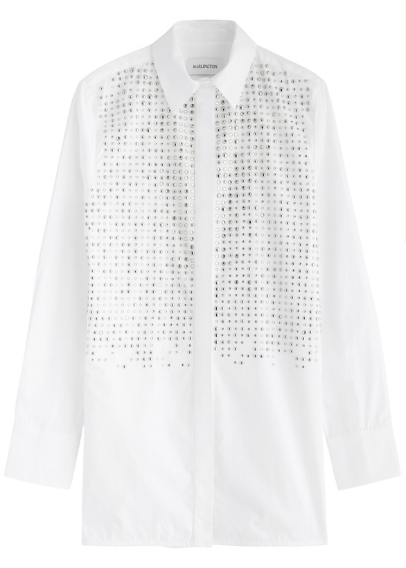 Photo: 16 Arlington Marley Embellished Cotton-poplin Shirt White