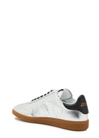 Isabel Marant Kaycee Logo Metallic Leather Sneakers Silver