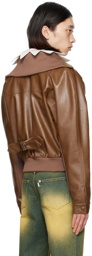 Juntae Kim Brown Pourpoint Faux-Leather Bomber Jacket