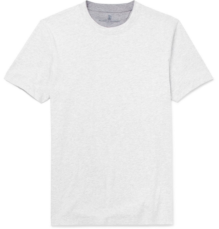 Photo: Brunello Cucinelli - Slim-Fit Layered Cotton-Jersey T-Shirt - Men - White