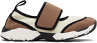 Marni White & Brown Lyrca Mary Jane Running Sneakers