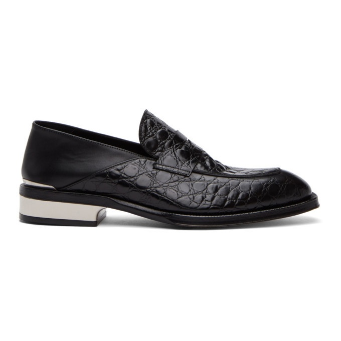 Photo: Alexander McQueen Black and Silver Croc Loafers