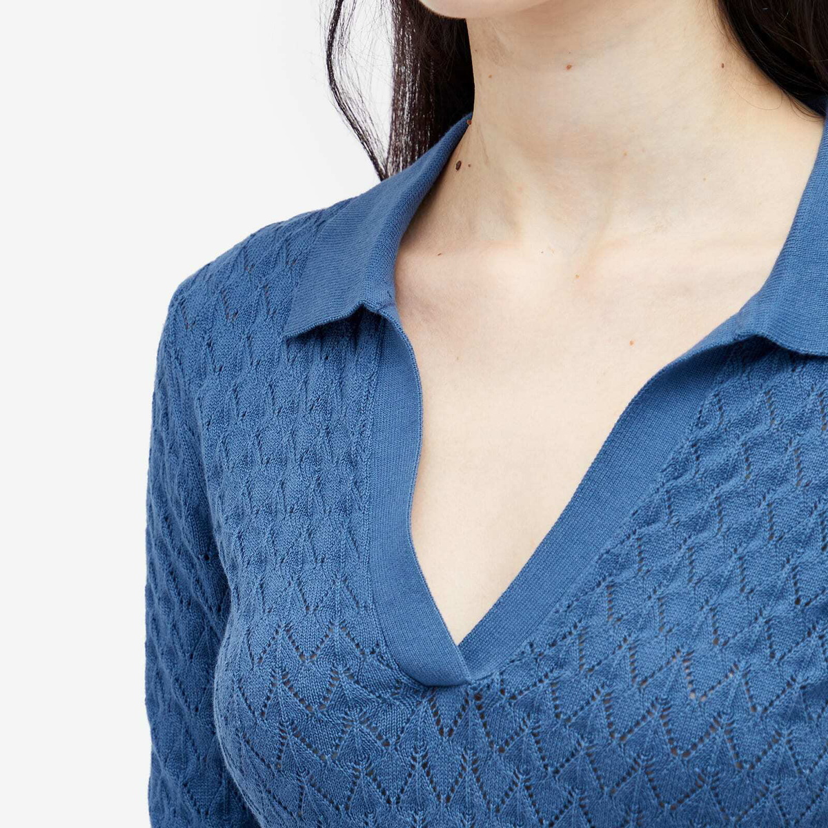 Daily Paper Women's Ada Knit Polo Top in Vintage Indigo