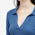 Daily Paper Women's Ada Knit Polo Top in Vintage Indigo