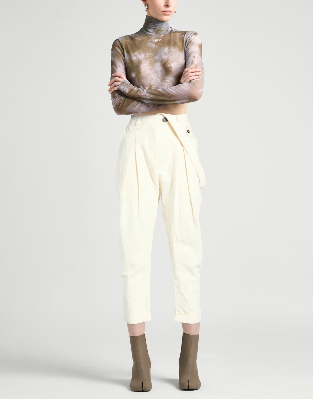 Isabel Benenato Womens Pants in Ivory
