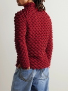 Bottega Veneta - Fish Scale Wool-Blend Mock-Neck Sweater - Red