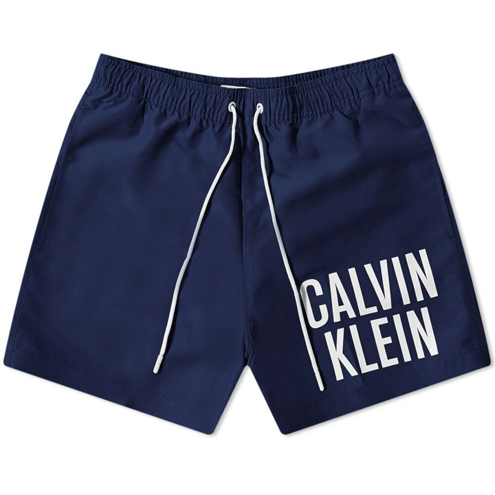 Photo: Calvin Klein Men's Large Logo Swim Short in Navy Iris