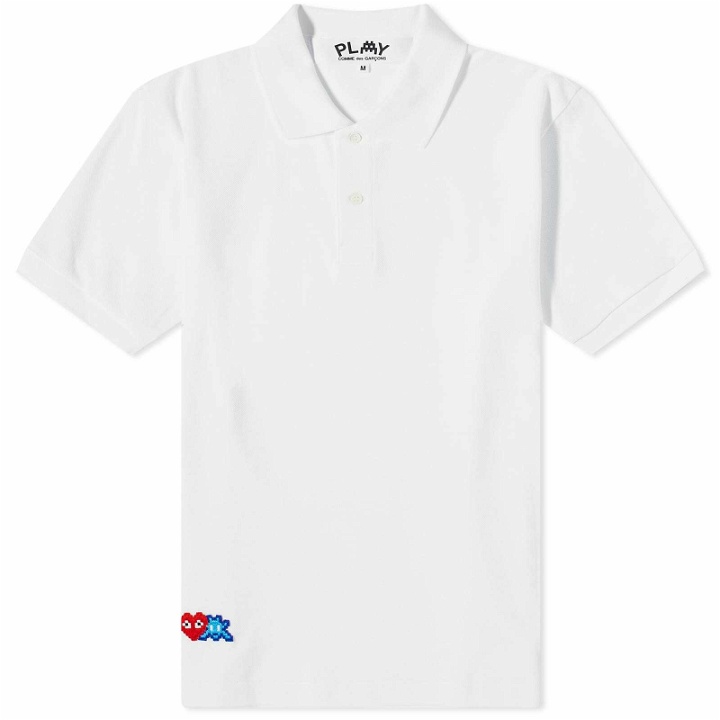 Photo: Comme des Garçons Play Men's Invader Polo Shirt in White