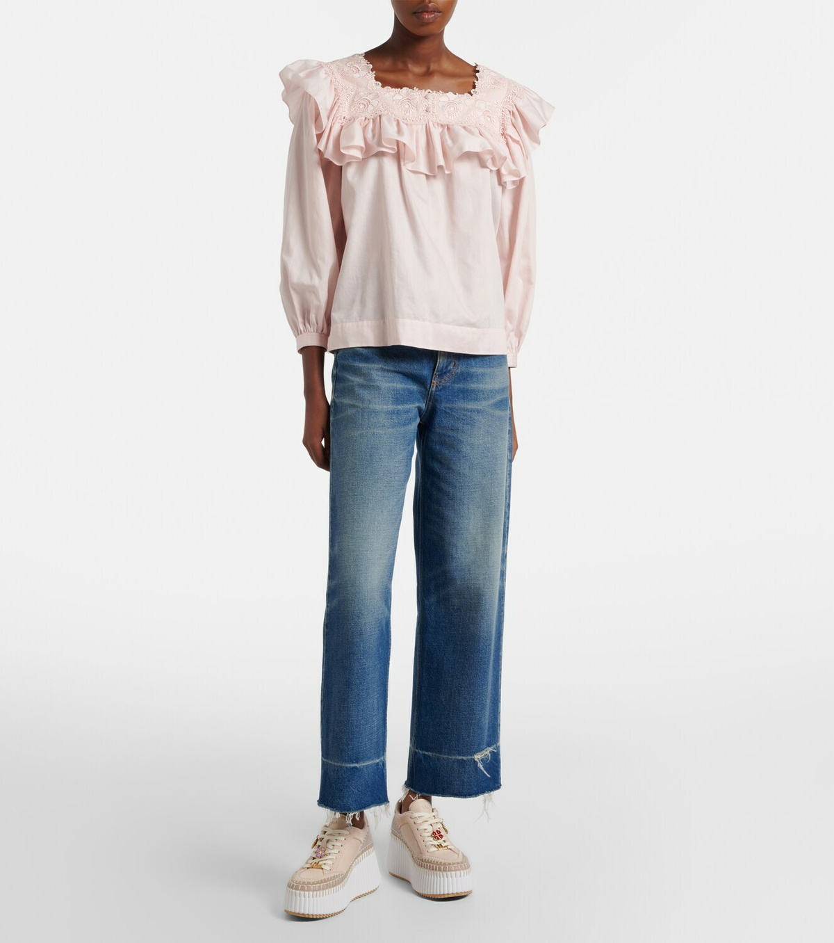 Chloé Nama suede and leather platform sneakers