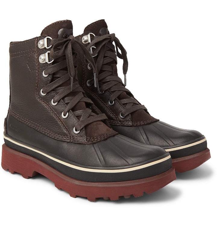 Photo: Sorel - Caribou Storm Faux Shearling-Lined Full-Grain Leather and Rubber Snow Boots - Brown
