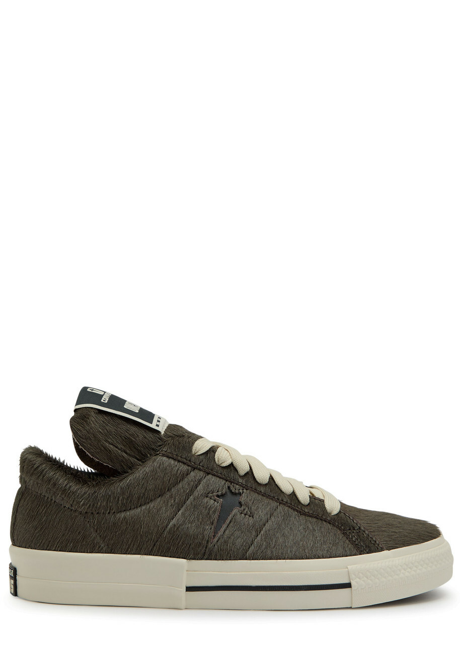 Rick Owens X Converse Dkshdw Calf-hair Sneakers Grey