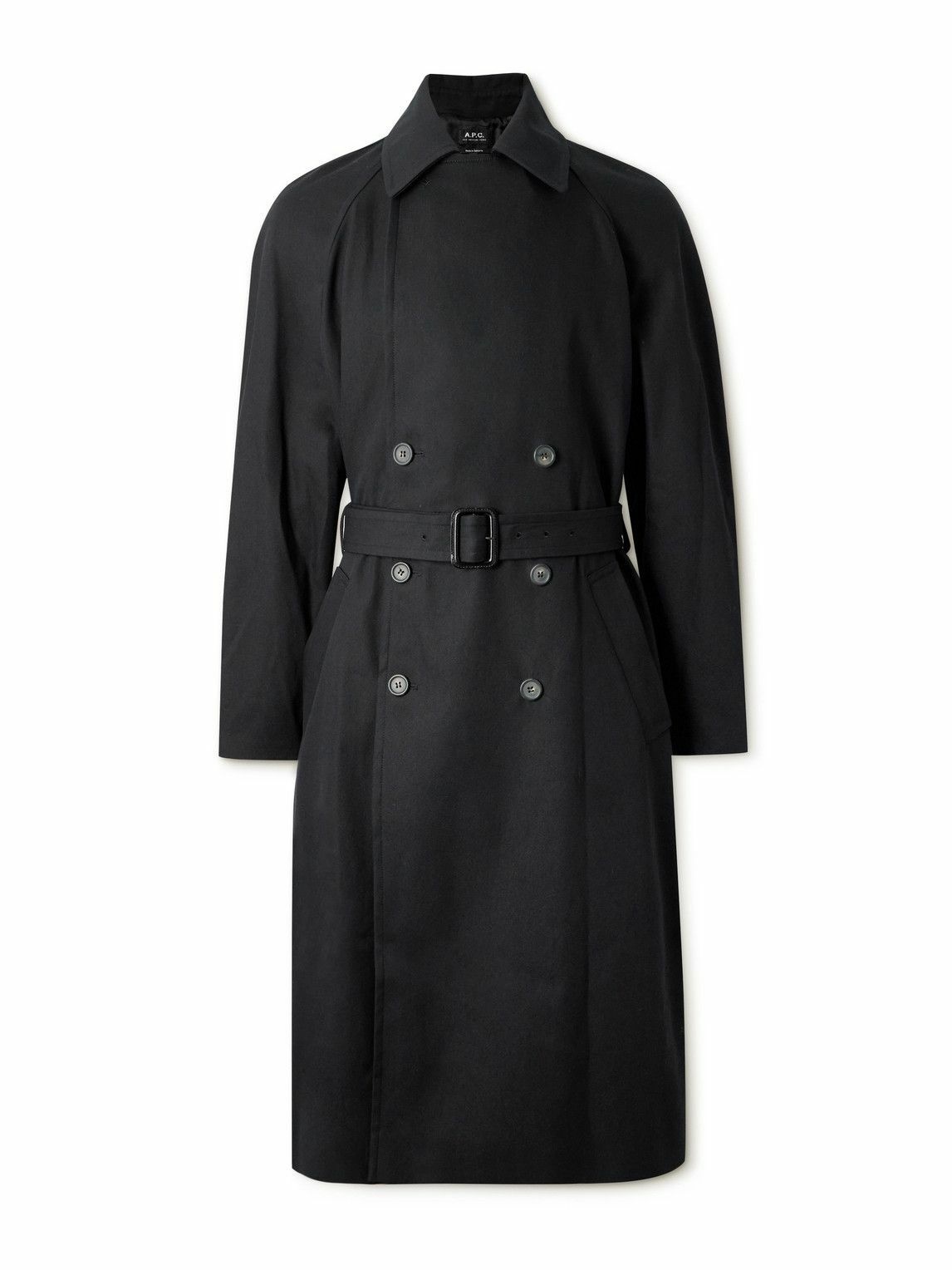 Photo: A.P.C. - Lou Belted Double-Breasted Cotton and Wool-Blend Twill Trench Coat - Black