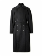 A.P.C. - Lou Belted Double-Breasted Cotton and Wool-Blend Twill Trench Coat - Black