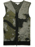 Y-3 - Camouflage Intarsia Textured-Knit Sweater Vest - Green