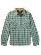 Guess USA - Corduroy-Trimmed Checked Cotton-Flannel Shirt - Green