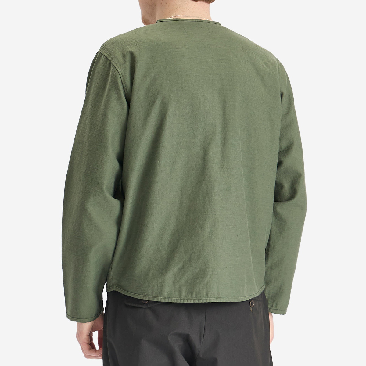 Universal Works Men's Slub Sateen Zip Liner Jacket in Olive
