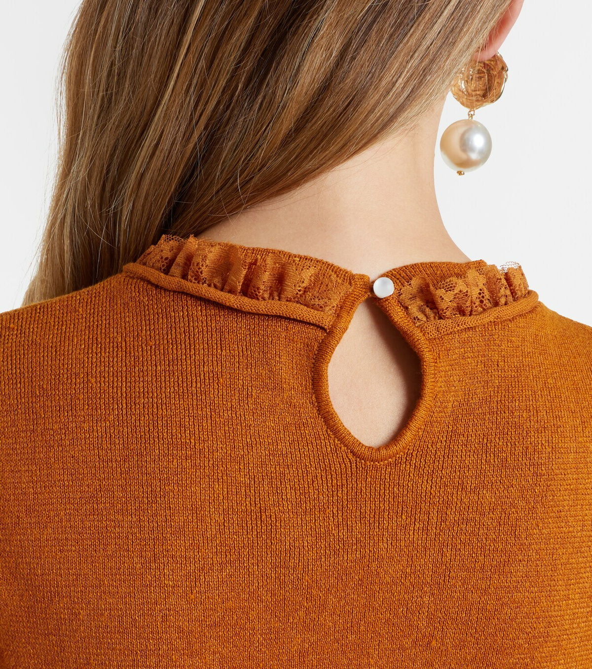 Shushu/Tong Lace-trimmed linen top