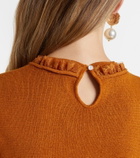 Shushu/Tong Lace-trimmed linen top