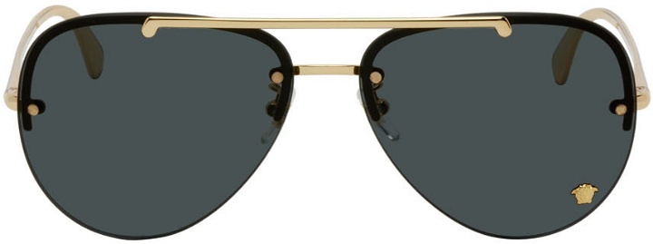 Photo: Versace Gold Medusa Glam Pilot Sunglasses