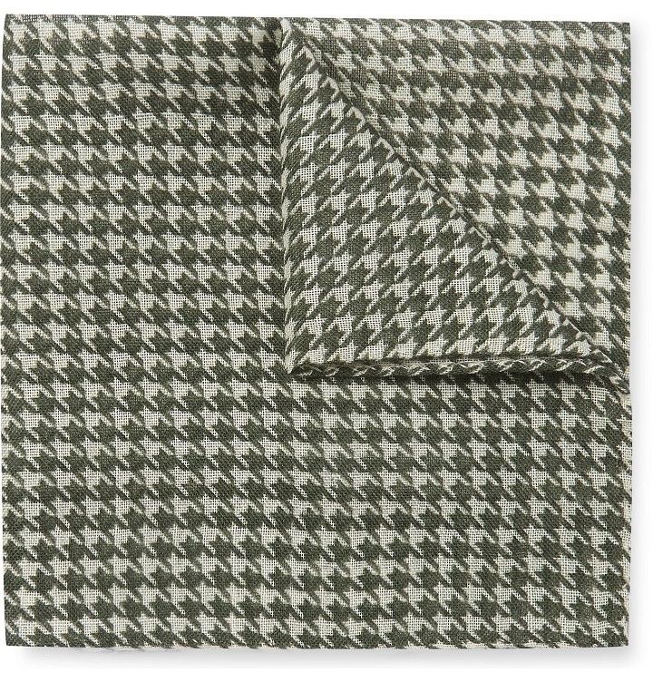 Photo: Anderson & Sheppard - Houndstooth Wool and Silk-Blend Pocket Square - Green