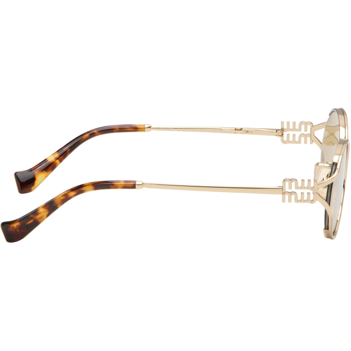 Miu Miu Eyewear Gold Metal Oval Sunglasses
