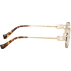 Miu Miu Eyewear Gold Metal Oval Sunglasses