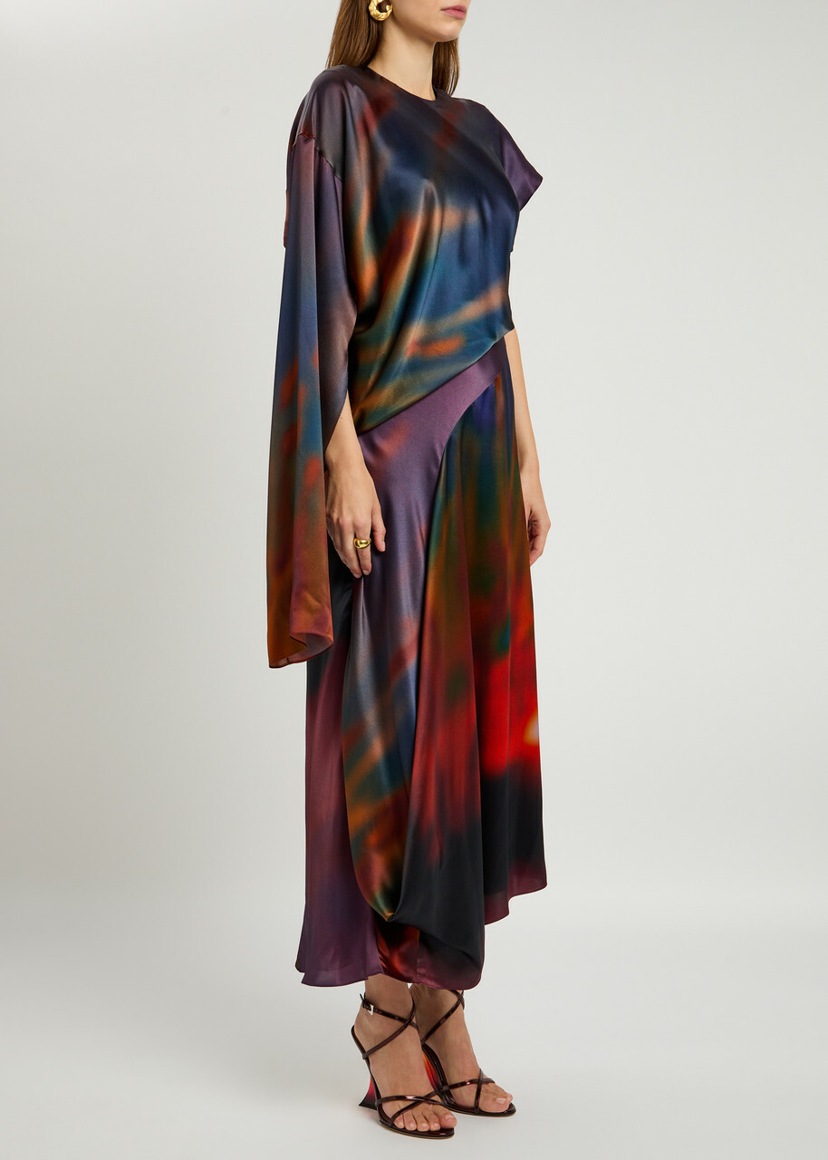Roksanda Alia Draped Silk-satin Midi Dress Multi Print