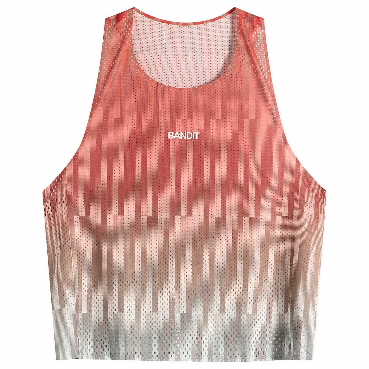 Bandit Men's Open Mesh Gradient Cut Race Singlet in Poppy Multi/Uneven Vertical Gradient