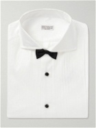 Brunello Cucinelli - Cutaway-Collar Bib-Front Cotton-Poplin Tuxedo Shirt - White