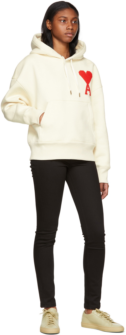 AMI Paris SSENSE Exclusive Off-White Ami De Coeur Hoodie AMI