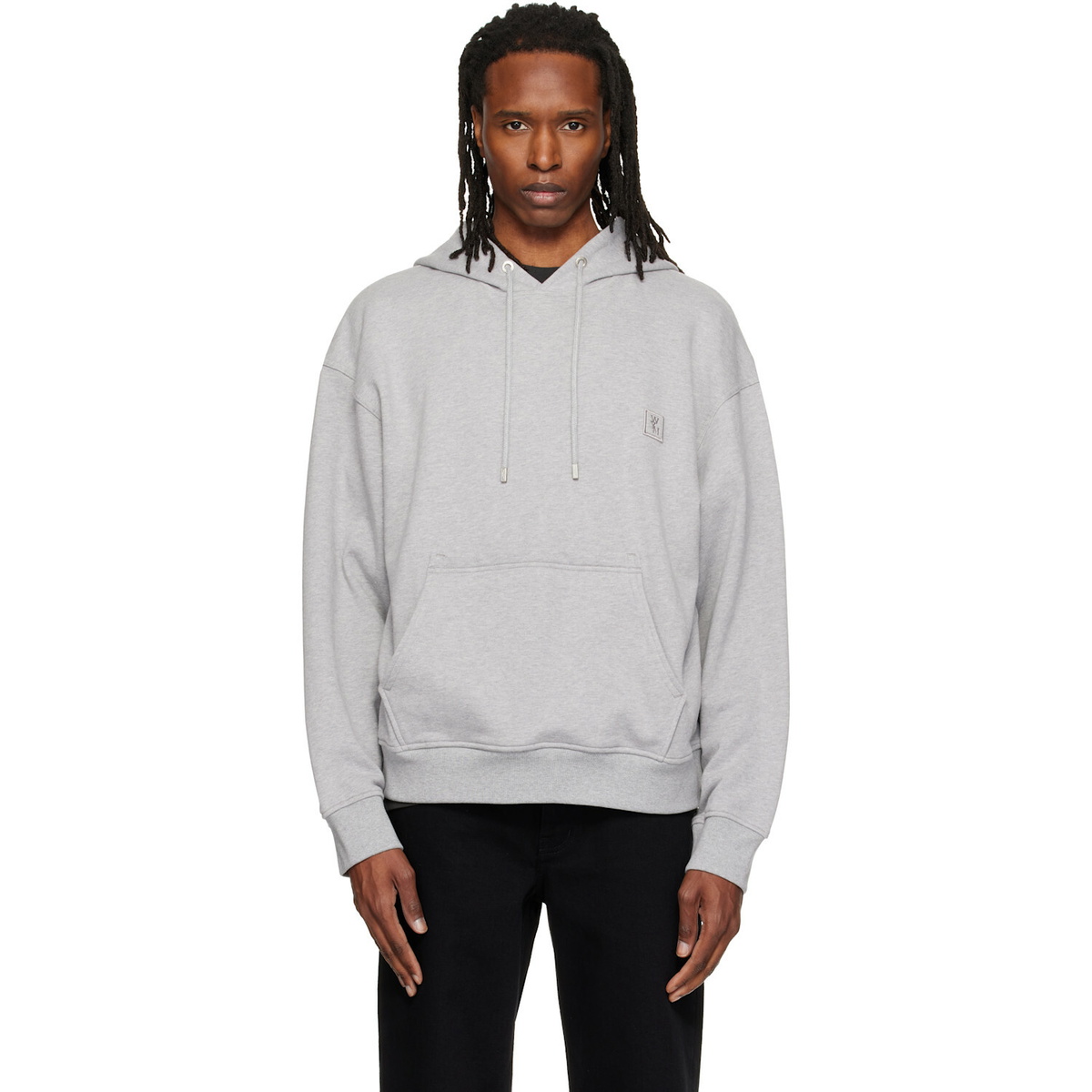 WOOYOUNGMI Gray Flower Back Logo Hoodie