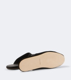 John Lobb Leather-trimmed suede slippers