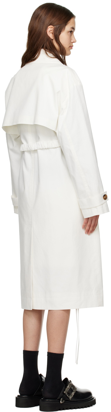 J KOO White Cross Belted Trench Coat