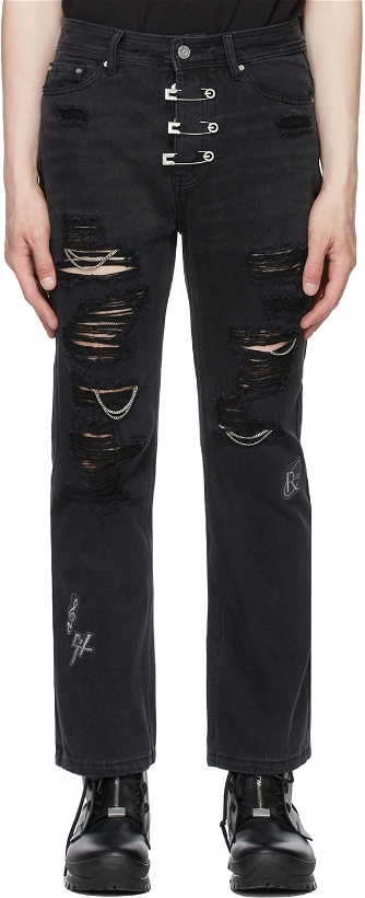 Photo: C2H4 Black 'My Own Private Planet' Ruined Distressed Chaos Jeans