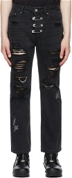 C2H4 Black 'My Own Private Planet' Ruined Distressed Chaos Jeans