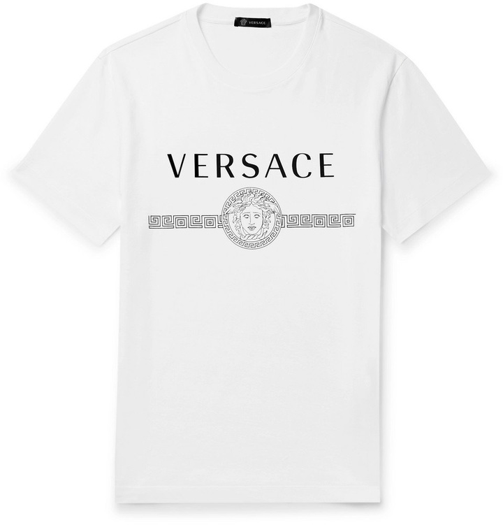 Photo: Versace - Slim-Fit Logo-Print Cotton-Jersey T-Shirt - White