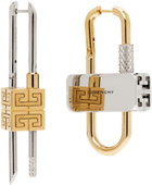 Givenchy Silver & Gold Lock Asymmetrical Earrings