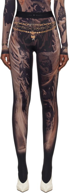 Photo: Marine Serre SSENSE Exclusive Black Wet Nuisette Printed Jersey Leggings